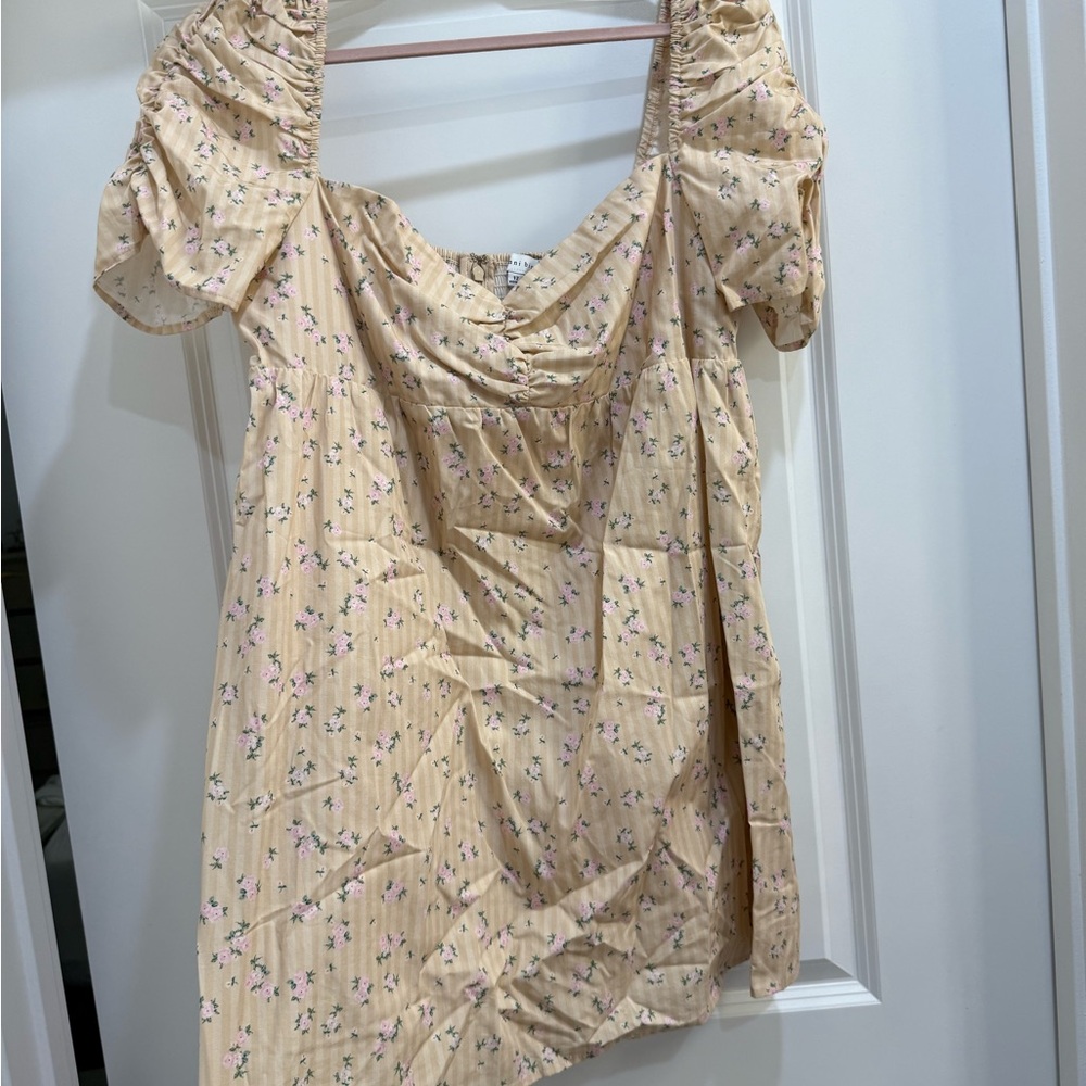 Gianni Bini Floral Mini Dress in Cream and Pink
